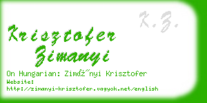 krisztofer zimanyi business card